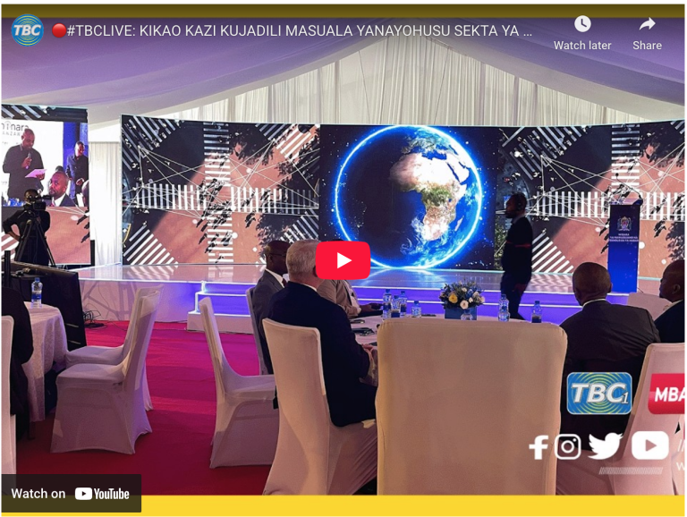Government officials and ICT stakeholders attending a high-level working session to discuss communications and technology sector priorities in Tanzania.