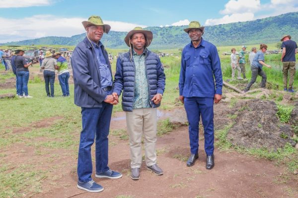 Tanzania and Zambia Home Affairs Ministers Patrobas Katambi and Jacob Jack Mwiimbu leading a delegation during a tour of Ngorongoro Conservation Area on February 26, 2026.