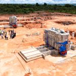 Energy Minister Deogratius Ndejembi inspecting the Songea–Mahumbika 220kV power transmission project in Tunduru and issuing a directive to the contractor to resume work.