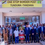 Senior government officials from Tanzania and Zambia during Joint Trade Committee preparations at the One Stop Border Post in Tunduma, discussing regional trade and economic cooperation.