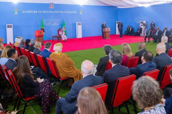 Hon. Ambassador Mahmoud Thabit Kombo speaking during the Diplomatic Sherry Party for Heads of Diplomatic Missions and International Organisations at the State House in Dar es Salaam on 15 January 2026.