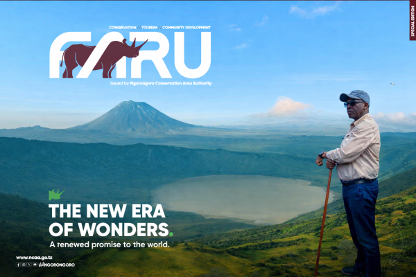 Cover page of Ngorongoro Faru Magazine Special Edition February 2026 highlighting communications and digital sector achievements.
