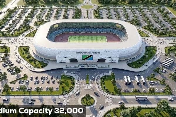 Construction and renovation works underway at a major stadium in Tanzania as part of preparations for AFCON 2027.