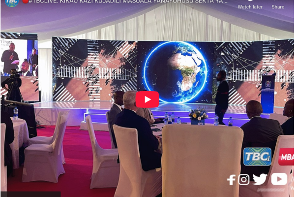 Government officials and ICT stakeholders attending a high-level working session to discuss communications and technology sector priorities in Tanzania.