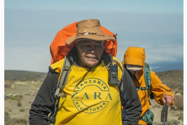 Climbers with Zara Tanzania Adventures ascending Mount Kilimanjaro during a guided expedition toward the summit