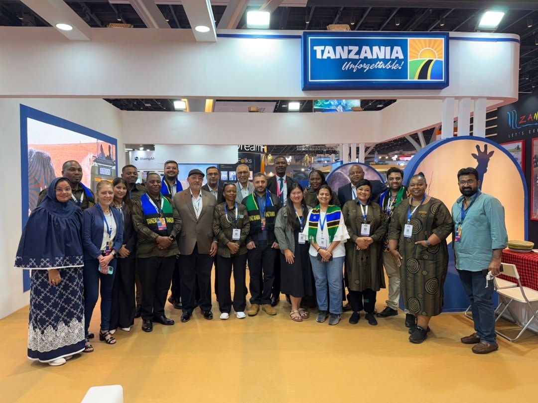 Tanzania tourism delegation receiving Excellence Awards at OTM 2026 in India for cultural and wildlife tourism promotion.