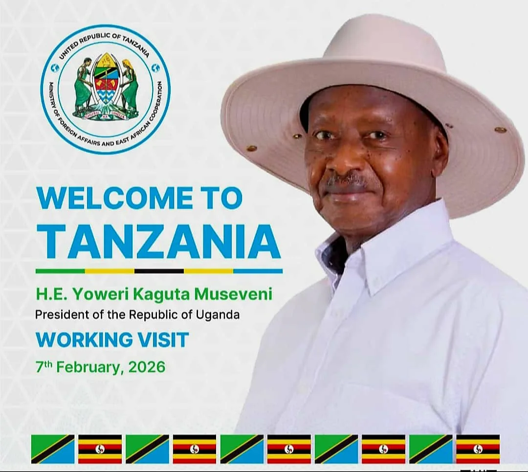 H.E. Yoweri Kaguta Museveni, President of the Republic of Uganda, arriving in Tanzania for an official visit.
