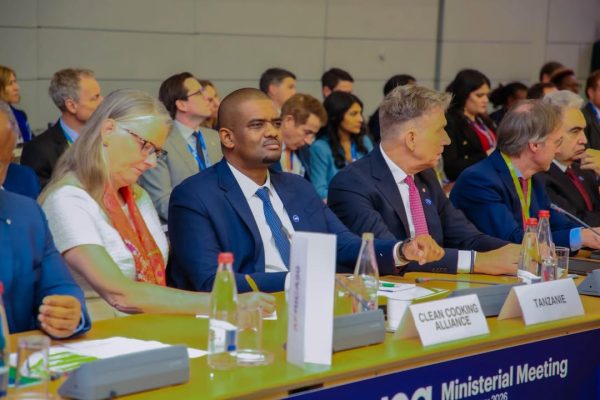 Energy Minister Deogratius Ndejembi speaking at the International Energy Agency High-Level Ministerial Dialogue in Paris on Tanzania’s clean cooking energy progress, 18 February 2026.