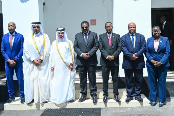 Vice President Emmanuel Nchimbi meeting Qatar’s Ambassador Fahad Rashid Al-Marekhi at State House in Dar es Salaam to discuss strengthening bilateral diplomatic and economic cooperation.