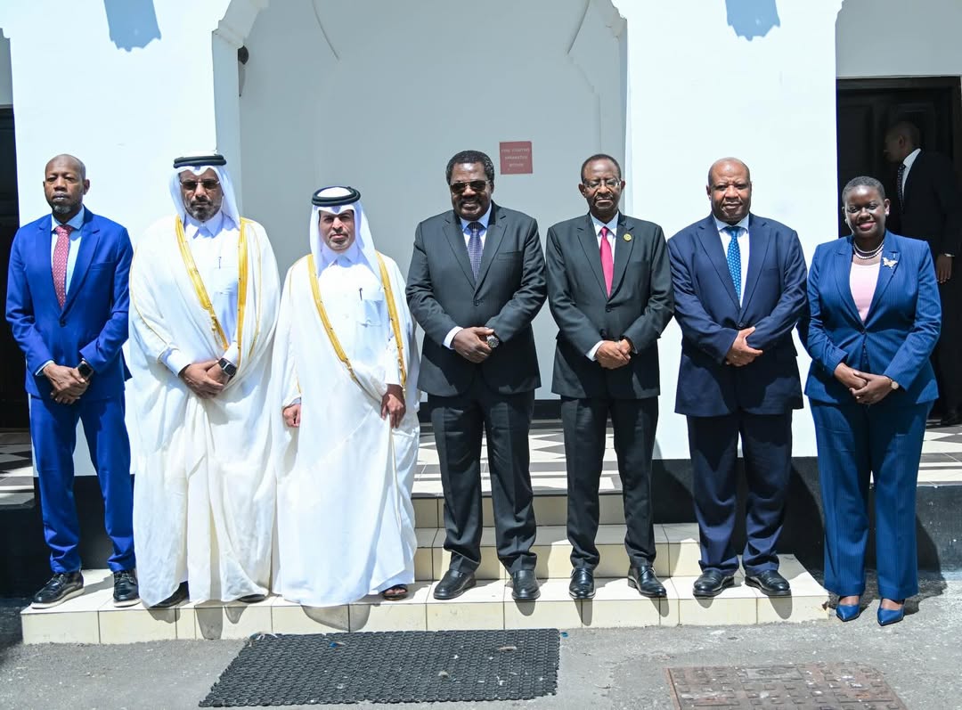 Vice President Emmanuel Nchimbi meeting Qatar’s Ambassador Fahad Rashid Al-Marekhi at State House in Dar es Salaam to discuss strengthening bilateral diplomatic and economic cooperation.