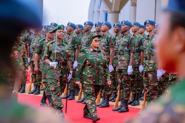 President Samia Suluhu Hassan inspecting a Guard of Honour at the National Defence Headquarters (MMUT) in Kikombo, Dodoma on 24 February 2026.