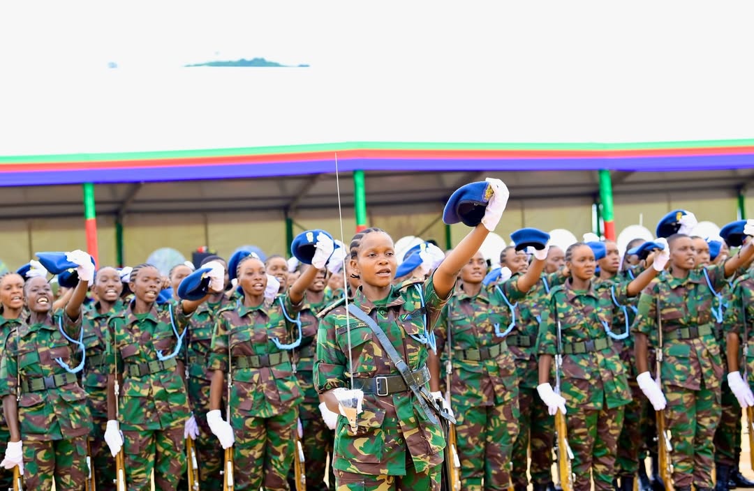 President Samia Suluhu Hassan presiding over the inauguration ceremony of the National Defence Headquarters (MMUT) in Kikombo, Dodoma, with military honours and Guard of Honour present.