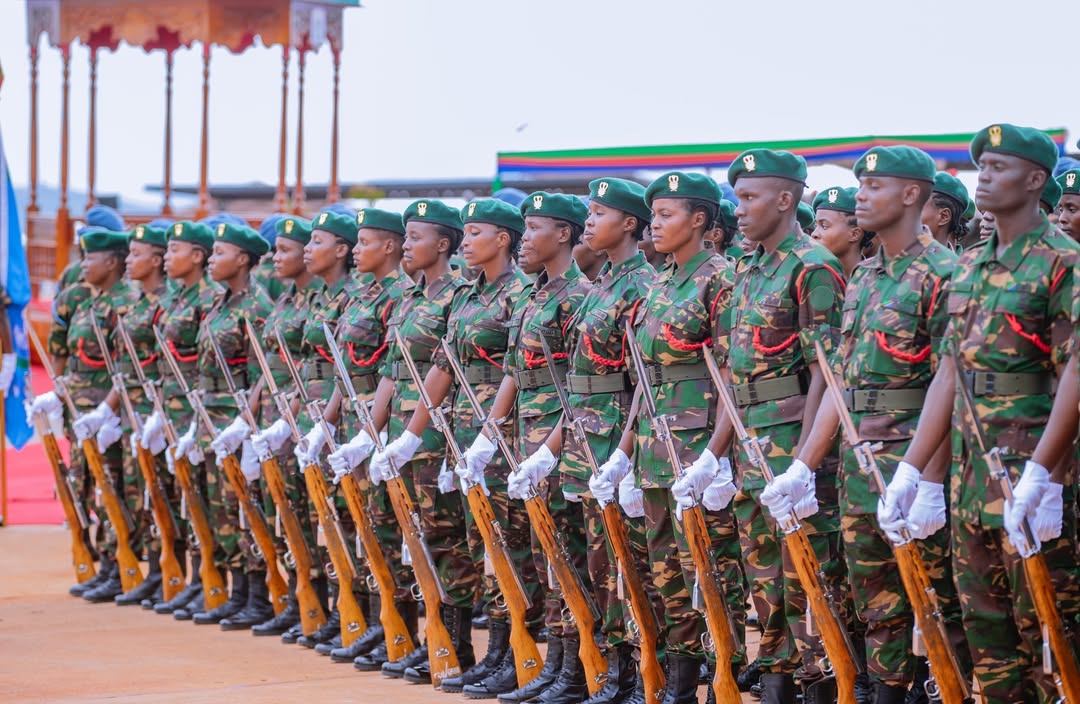 President Samia Suluhu Hassan presiding over the inauguration ceremony of the National Defence Headquarters (MMUT) in Kikombo, Dodoma, with military honours and Guard of Honour present.