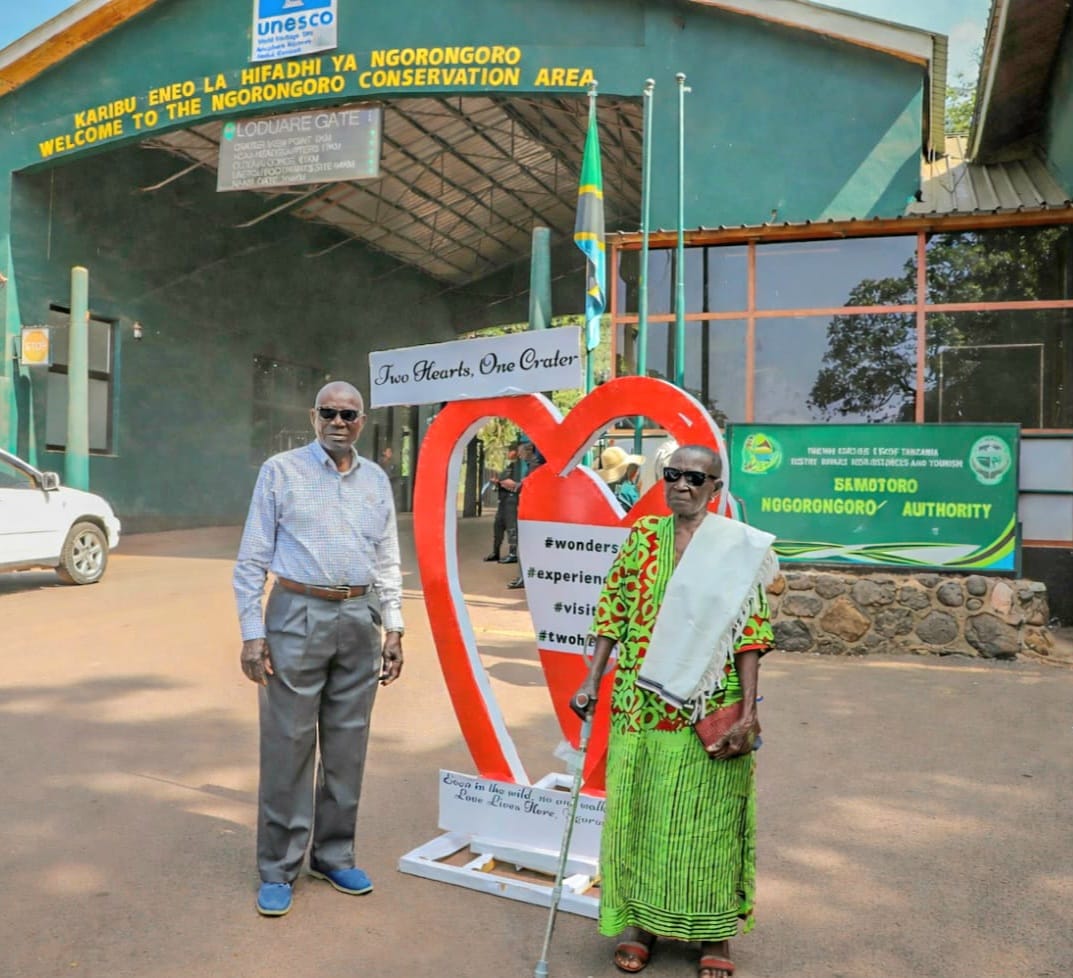 Couples celebrating Valentine’s Day at Ngorongoro Conservation Area surrounded by scenic landscapes and wildlife.