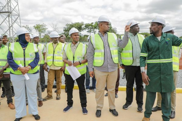 Energy Minister Deogratius Ndejembi inspecting the Uhuru Electricity Receiving and Step-Down Substation in Urambo, Tabora Region.