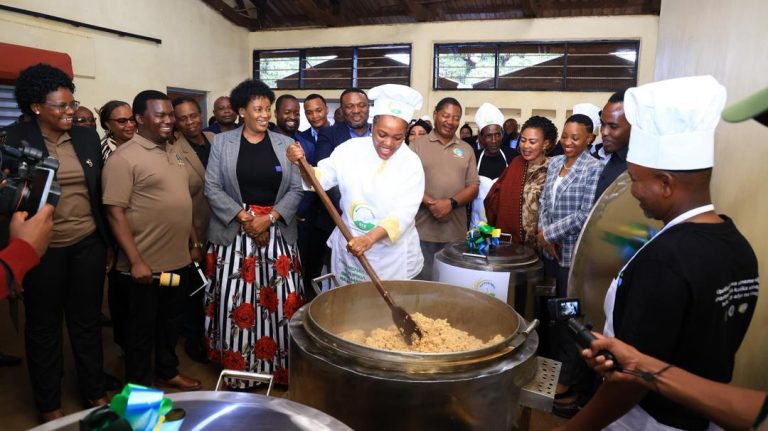 Deputy Minister Salome Makamba launching a clean cooking LPG system installation at Kondoa Girls’ Secondary School in Dodoma, 17 February 2026.