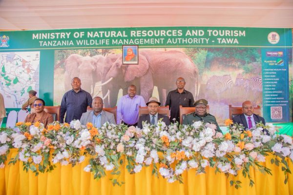 TAWA Board Vice Chairperson Dr. Simon Mduma addressing wildlife officers and rangers at TAWA Headquarters in Morogoro during the Board’s first official working visit.