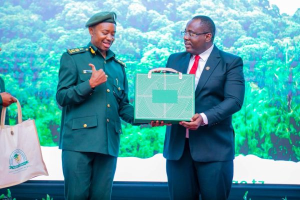 Dr. Hassan Abbasi addressing TFS leaders during the Fourth Leaders and Station Commanders Conference in Morogoro, highlighting forestry revenue growth and sector reforms.