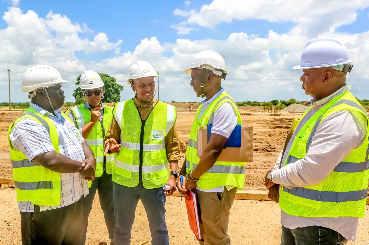 TANESCO Managing Director Lazaro Twange inspecting construction works at the Imalilo Power Receiving and Distribution Substation site in Simiyu Region.