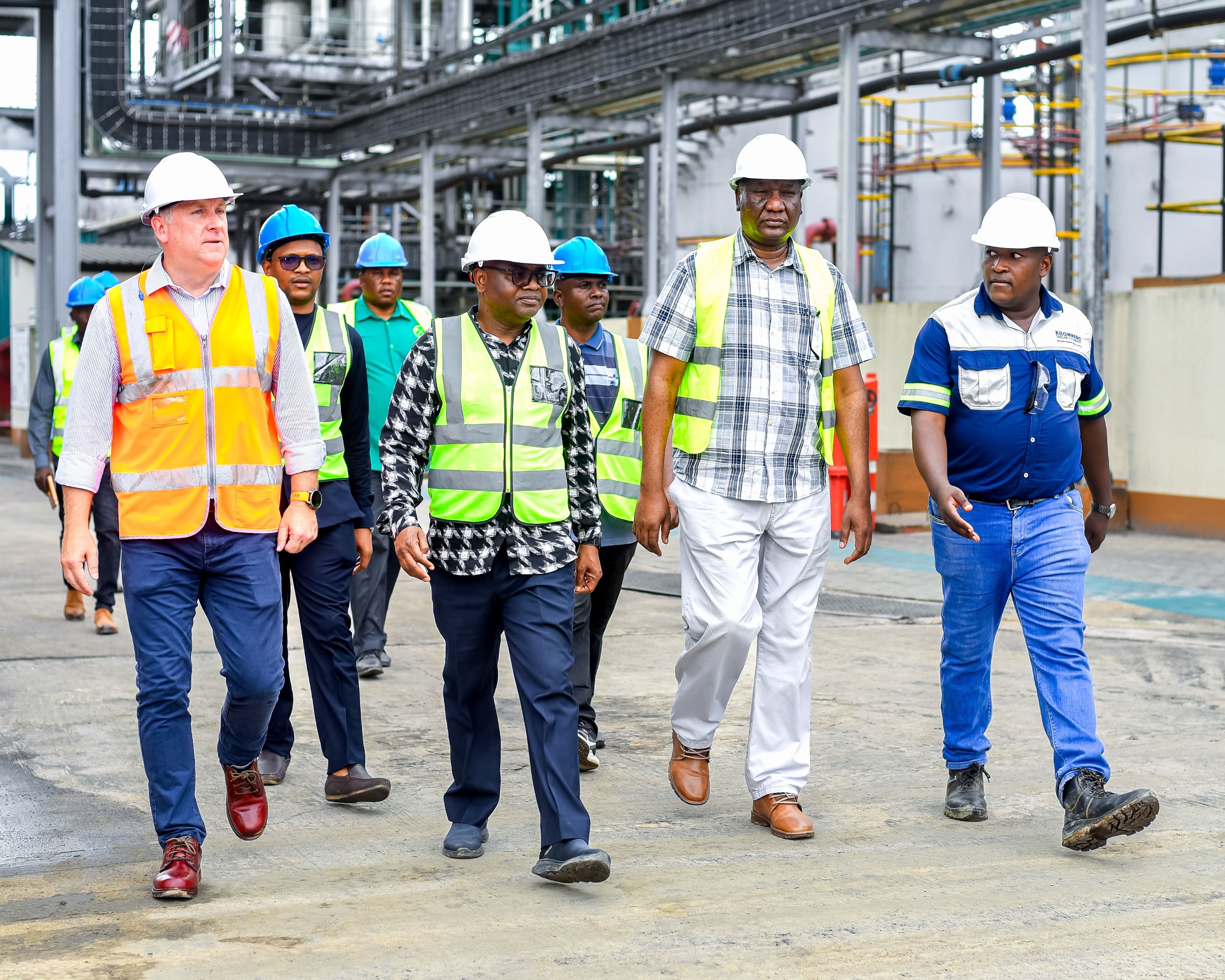 Hon. Prof. Kitila Alexander Mkumbo and a Government delegation touring Kilombero Sugar’s strategic investment projects in Morogoro, Tanzania.