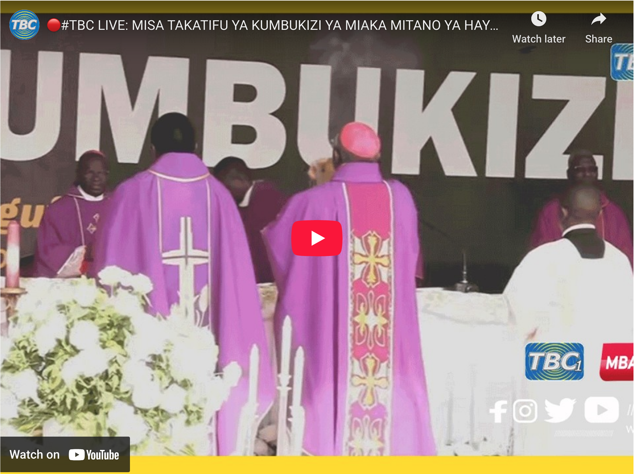 Leaders and citizens attending a memorial mass in Tanzania marking the fifth anniversary of former President John Magufuli.