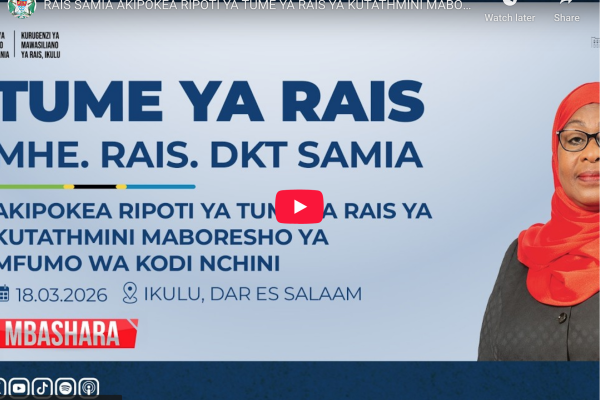 President Samia Suluhu Hassan receiving the tax reform commission report at State House Dar es Salaam