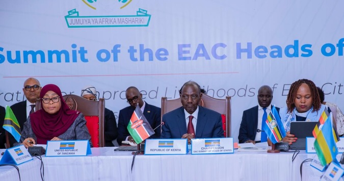 East African leaders attending a closed-door meeting ahead of the 25th East African Community Heads of State Summit at the Arusha International Conference Centre.