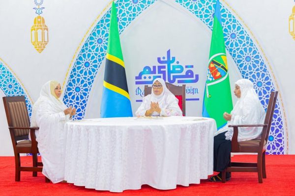 President Samia Suluhu Hassan joins residents of Wete, North Pemba Region, during a Ramadan Iftar gathering at Utaani Secondary School Hall on March 14, 2026.
