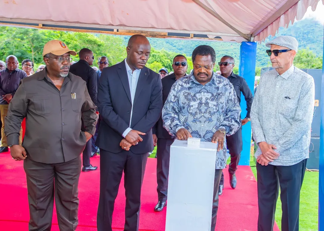 Vice President Emmanuel Nchimbi launching river water forecasting system at Mindu Dam during World Water Day in Morogoro