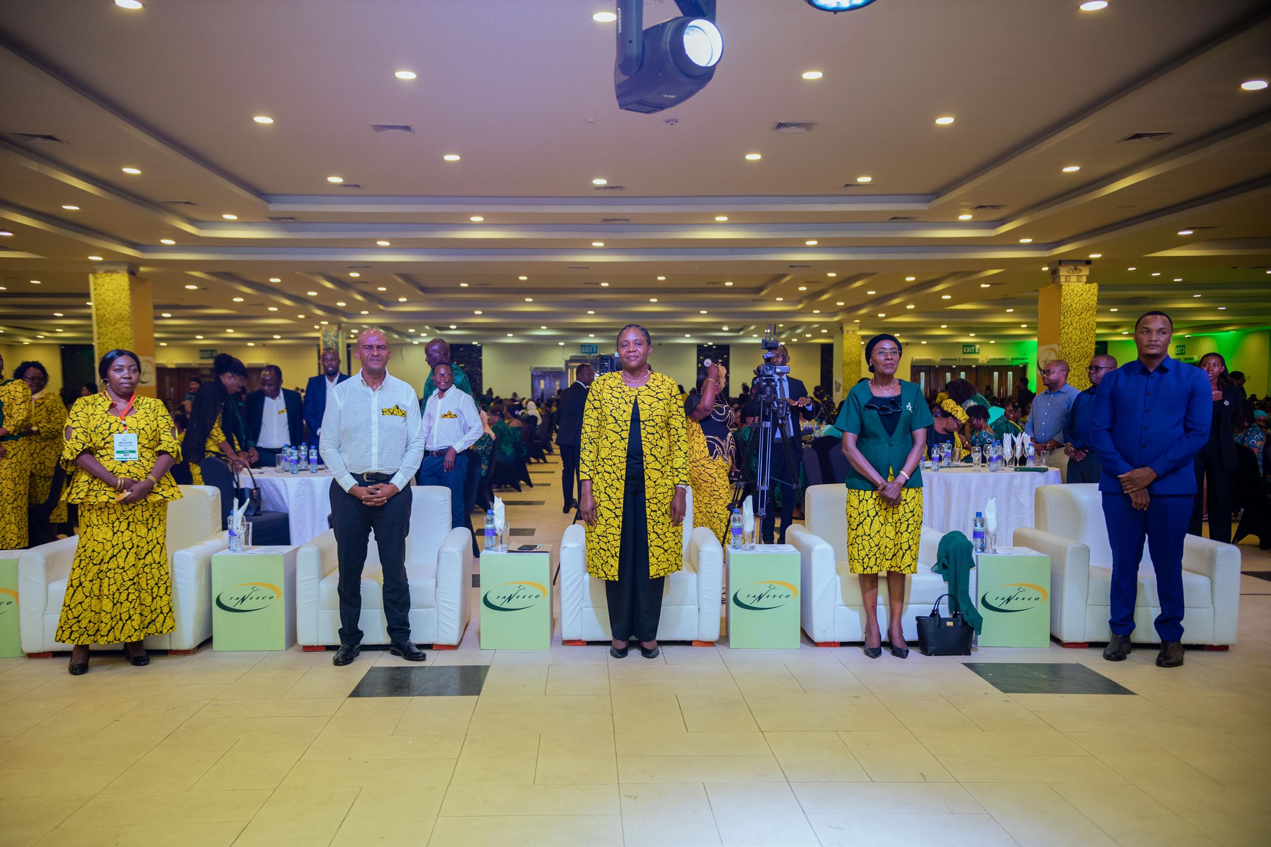 Minister Dorothy Gwajima speaking at the TANESCO Women’s Clean Cooking Energy Conference at Diamond Jubilee Hall in Dar es Salaam, promoting the adoption of electric cooking solutions in Tanzania.