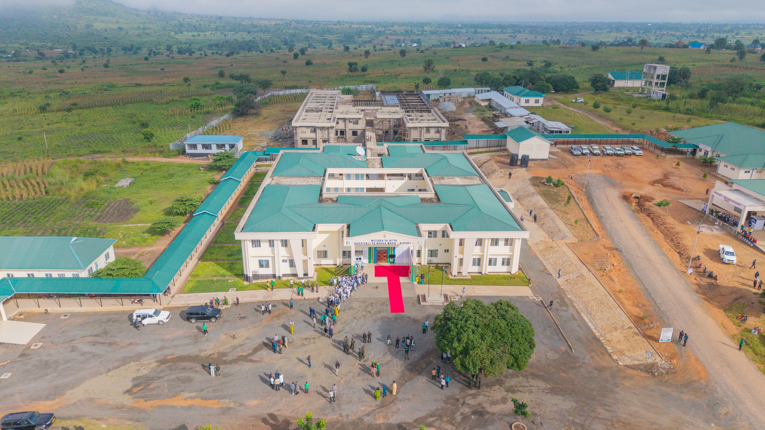 Prime Minister Mwigulu Nchemba inspecting construction progress of the Wing B building at Katavi Regional Referral Hospital in Mpanda, Katavi Region.