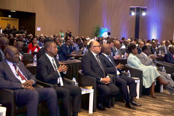 Minister Mahmoud Thabit Kombo speaking at the EAC AI conference in Kigali, Rwanda on regional technology and innovation development