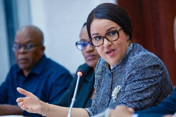 Dr Tausi Kida addressing National Planning Commission staff meeting in Dar es Salaam on Vision 2050 implementation and public service excellence