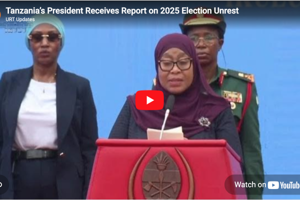 Samia Suluhu Hassan in discussions with national leaders at State House in Dar es Salaam after receiving the 2025 election unrest report.