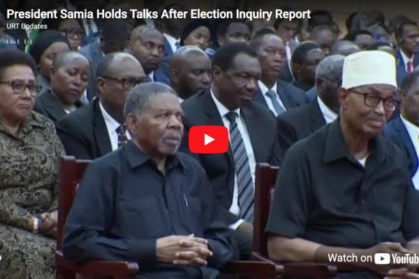 Samia Suluhu Hassan in discussions with national leaders at State House in Dar es Salaam after receiving the 2025 election unrest report.
