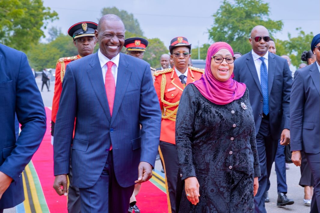 William Ruto welcomed by Samia Suluhu Hassan at State House, Dar es Salaam, during an official State Visit featuring a guard of honor and bilateral discussions.