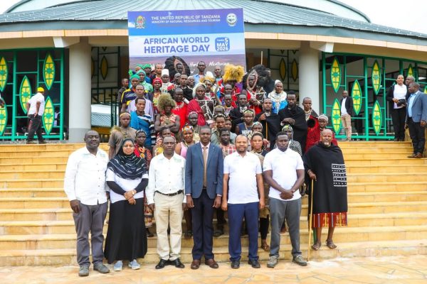 Indigenous communities gathered at Ngorongoro Conservation Area during Africa World Heritage Day celebrations, highlighting cultural diversity, conservation, and human history in Tanzania.