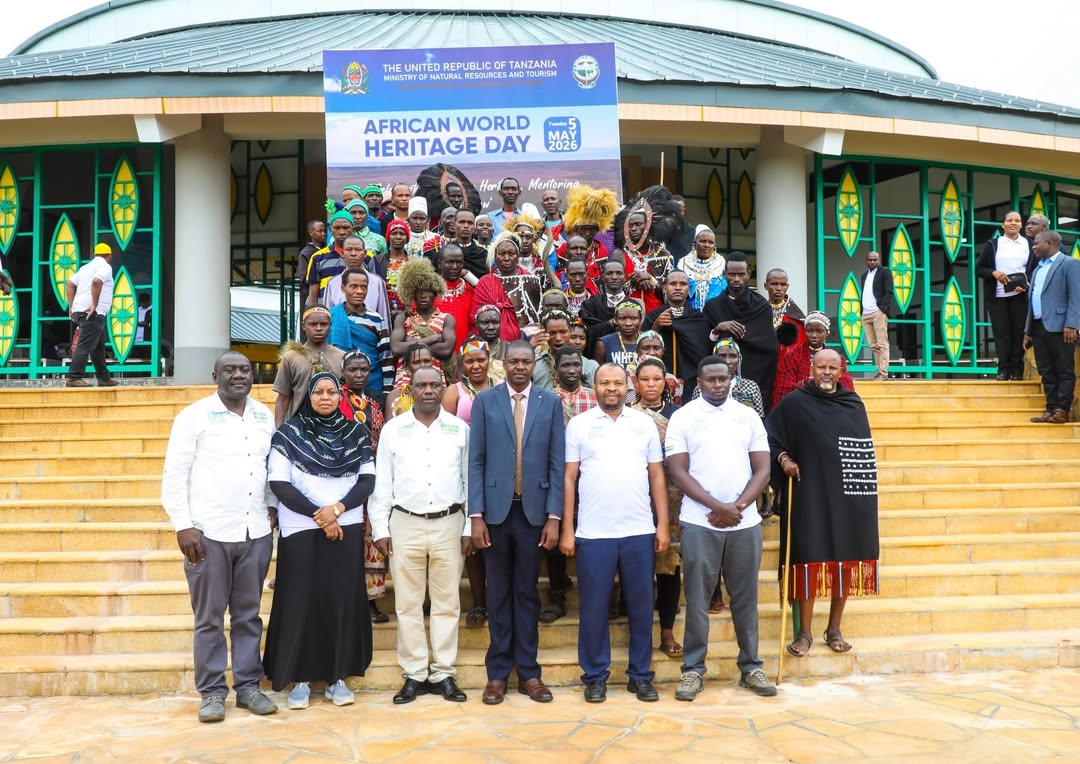 Indigenous communities gathered at Ngorongoro Conservation Area during Africa World Heritage Day celebrations, highlighting cultural diversity, conservation, and human history in Tanzania.
