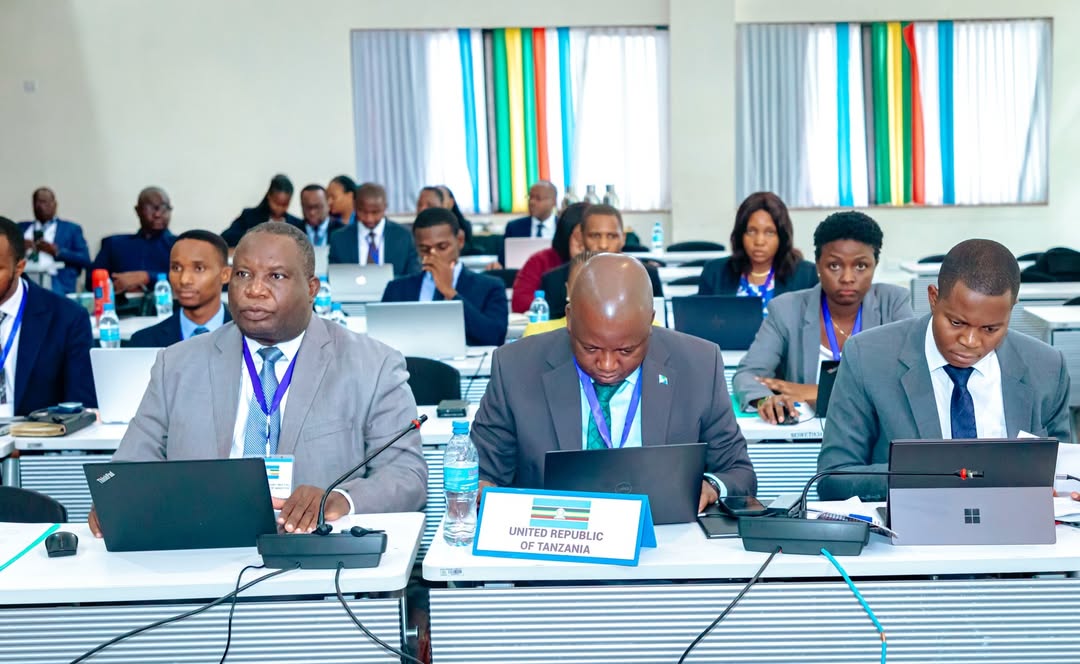 Senior officials attending the 60th Extraordinary Meeting of the East African Community Council of Ministers at the EAC Headquarters in Arusha discussing regional financial and administrative priorities.