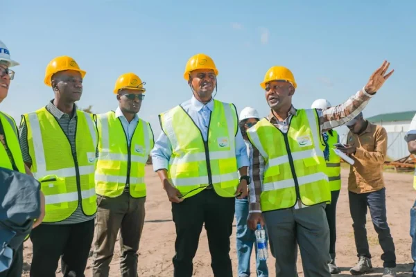 Managing Director of Tanzania Electric Supply Company, Mr. Lazaro Twange, inspecting the 400kV Chalinze–Dodoma electricity transmission project designed to transport power from the Julius Nyerere Hydropower Project to central Tanzania.