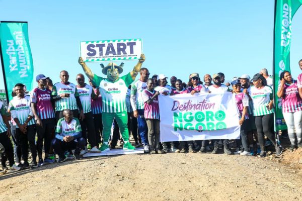 Participants taking part in a five-kilometre heritage and sports tourism run at Olduvai Gorge within the Ngorongoro Conservation Area to promote cultural heritage, conservation and tourism in Tanzania.