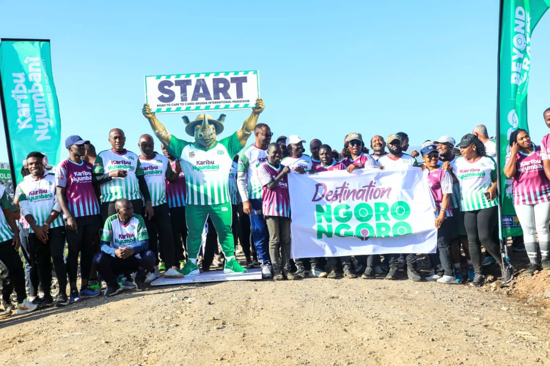 Participants taking part in a five-kilometre heritage and sports tourism run at Olduvai Gorge within the Ngorongoro Conservation Area to promote cultural heritage, conservation and tourism in Tanzania.