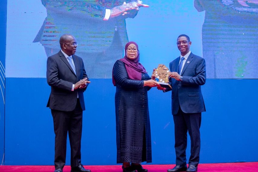 President Samia Suluhu Hassan addresses guests during the 60th anniversary celebrations of the Bank of Tanzania in Dar es Salaam, highlighting financial sector reforms, financial inclusion, and private sector-led economic growth.