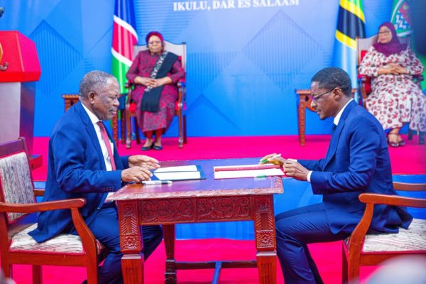 President Samia Suluhu Hassan and Namibian President Dr. Netumbo Nandi-Ndaitwah witness the signing of four bilateral cooperation agreements at State House in Dar es Salaam aimed at strengthening trade, investment, defence cooperation, and economic development.