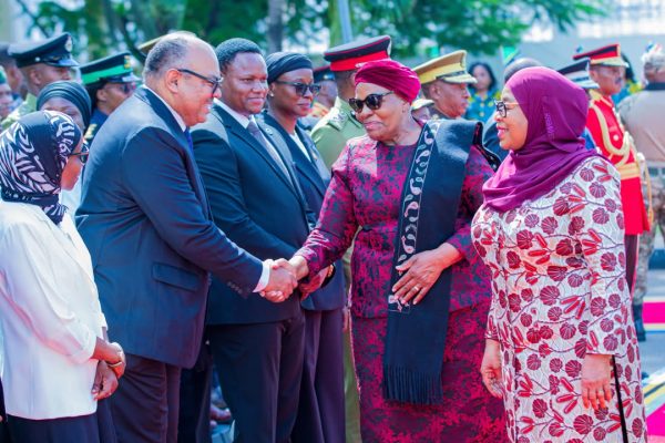 President Samia Suluhu Hassan welcomes Namibian President Dr. Netumbo Nandi-Ndaitwah during a State Visit at State House in Dar es Salaam, marking a historic moment for African diplomacy, regional cooperation, and women’s leadership.