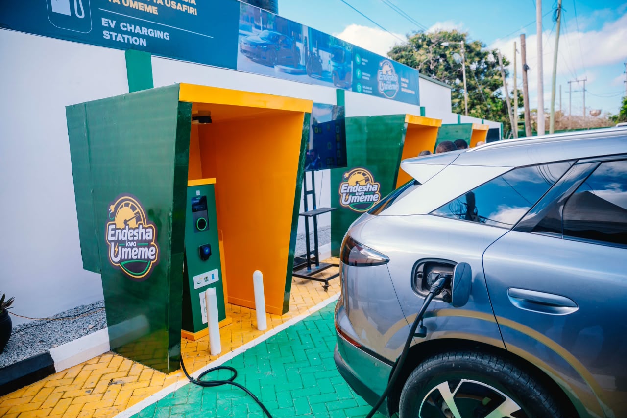 Officials launch TANESCO’s electric vehicle charging station and On-Bill Financing programme for electric cookstoves in Dodoma, promoting clean energy, electric mobility, and sustainable development in Tanzania.